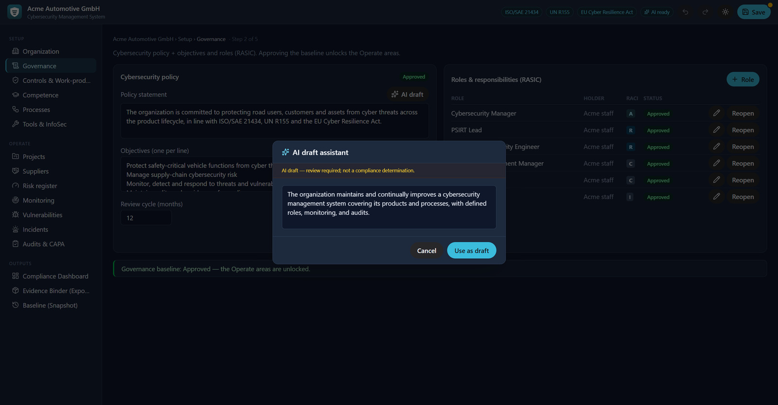 Offline AI assistant — editable drafts for policy, CAPA and analysis with no data egress